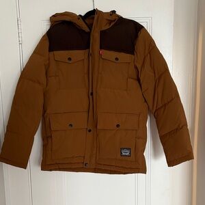 Levi’s Men's Brown Hooded Puffer Coat Size Medium NWOT